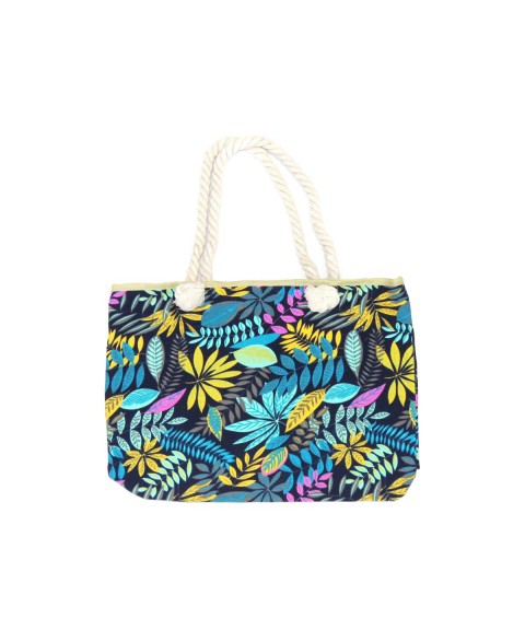 Colorful beach bag with leaves