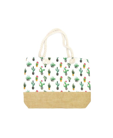 White beach bag with cacti