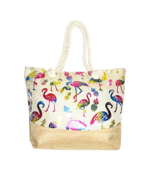 Beach bag with flamingo